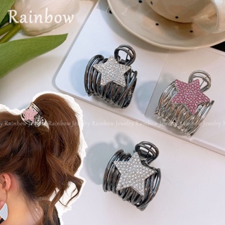 [Rainbow] กิ๊บติดผมหางม้า โลหะ ประดับเพทาย รูปดาว แวววาว เครื่องประดับ สําหรับผู้หญิง