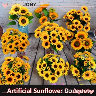 Jy1 ช่อดอกทานตะวันปลอม ผ้าไหม DIY สําหรับตกแต่งบ้าน 5 7 22 ดอก
