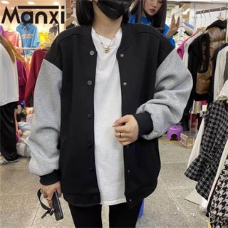 Manxi เสื้อเชิ้ตผู้หญิง เสื้อสาวอวบ สะดวกสบาย  มีความรู้สึกของการออกแบบ A95K14E