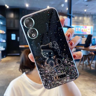 พร้อมส่ง เคสโทรศัพท์มือถือแบบนิ่ม ลายการ์ตูนเฮลโลคิตตี กลิตเตอร์ สําหรับ Honor 90 Lite X8a X7a เคส Phone Case