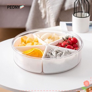 Peonypavilion จานแบ่งผลไม้ ทรงกลม พร้อมฝาปิด 5 ช่อง PET+PP สําหรับปาร์ตี้คริสต์มาส