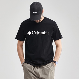 Columbiaเสื้อยืดแขนสั้นลําลอง คอกลม ผ้าฝ้าย ทรงหลวม พิมพ์ลาย ระบายอากาศได้ดี แฟชั่นฤดูร้อน สําหรับผู้ชาย