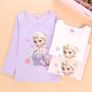 พร้อมส่ง เสื้อยืดคอกลม แขนยาว ลายการ์ตูน แฟชั่นฤดูใบไม้ผลิ และฤดูใบไม้ร่วง สําหรับเด็กผู้หญิง