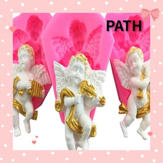 Path แม่พิมพ์ซิลิโคน รูปนางฟ้า สีชมพู สําหรับทําขนมหวาน ฟองดองท์ 3 ชิ้น