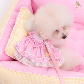 Glitter Pooch Harness ชุดรัดอก สายจูง เสื้อผ้า สุนัข, หมา, แมว, สัตว์เลี้ยง พร้อม สายจูง รุ่น Lolly Fairyland in Pink