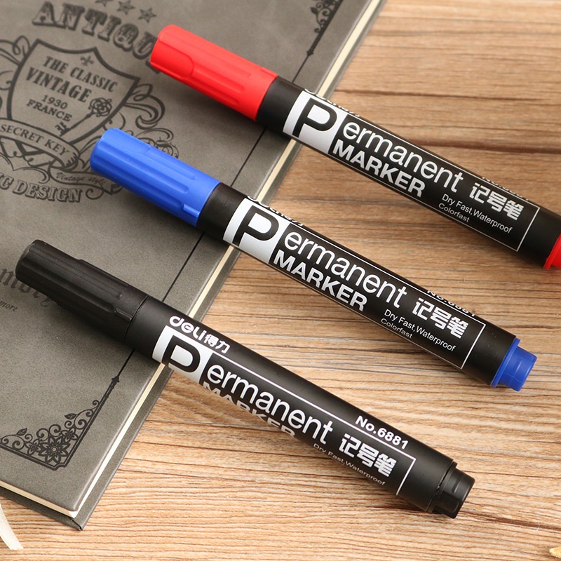 Deli Marker Pen 6881 ปากกาเขียนถุง  ปากกากันน้ำ มาร์คเกอร์ Permanent Marker ปากกาเคมี ขนาด 1.5 mm. รุ่น 6881 - รูปที่ 2