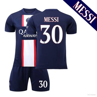 เสื้อกีฬาแขนสั้น ลายทีมชาติฟุตบอล Paris Saint Germain Messi Neymar Mbappe 22-23 2 ชิ้น ต่อชุด