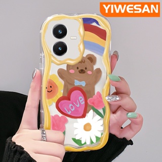 เคสโทรศัพท์มือถือแบบนิ่ม ใส กันกระแทก ลายการ์ตูนหมีน่ารัก สีมาการอง สําหรับ VIVO Y22 Y22s