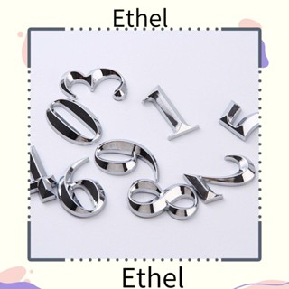 Ethel1 สติกเกอร์ตัวเลขบ้าน พลาสติก ABS สีเงิน สไตล์โมเดิร์น