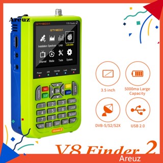 Are V8 Finder เครื่องค้นหาดาวเทียม 2 DVB-S2X S2 S HD แบตเตอรี่ในตัว 4000mAh 35 นิ้ว ปรับได้ สําหรับจานเสาร์