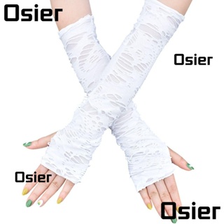 Osier1 ถุงมือร็อค ฮิปฮอป ถุงมือยาว ไร้นิ้ว ตลก สีดํา พังก์ โกธิค ดิสโก้ ดิสโก้ ฮาโลวีน