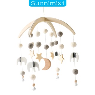 [Sunnimix1] โมบายไม้ พร้อมลูกบอลสักหลาด ของเล่นเสริมการเรียนรู้ สําหรับเด็กแรกเกิด