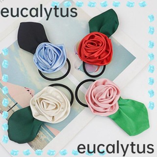 Eucalytus1 ยางรัดผม แบบยืดหยุ่น รูปดอกกุหลาบ ใบไม้สีเขียว โรแมนติก เครื่องประดับ สําหรับผู้หญิง