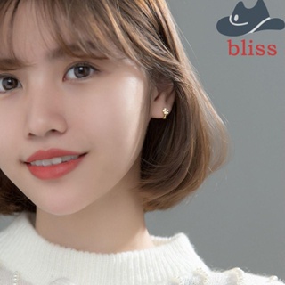 Bliss ต่างหูสตั๊ด รูปดอกไม้ เรขาคณิต สีทอง เรียบง่าย