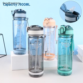 Fty ขวดน้ําพลาสติกใส ปลอด BPA ขนาด 800 มล. พร้อมหลอดดูด สําหรับผู้ชาย เดินป่า ตั้งแคมป์ กลางแจ้ง