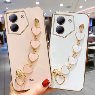 ใหม่ เคสโทรศัพท์มือถือแบบนิ่ม ขอบตรง พร้อมสายคล้องข้อมือหัวใจ สําหรับ Tecno Camon 20 Pro 19 Pro Tecno Pova 4 Pro 4G 5G 2023