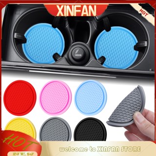Xinfan ที่รองแก้ว PVC กันลื่น สําหรับรถยนต์ 2 ชิ้น