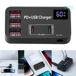 Will แท่นชาร์จโทรศัพท์มือถือ PD+USB 5 พอร์ต 60W พร้อมอะแดปเตอร์พาวเวอร์ สําหรับแท็บเล็ต โทรศัพท์