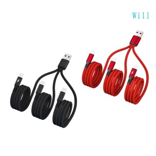 Will 3 in 1 สายชาร์จ USB เป็น Type-C 5V 20 ซม. 120 ซม. 3 ชิ้น