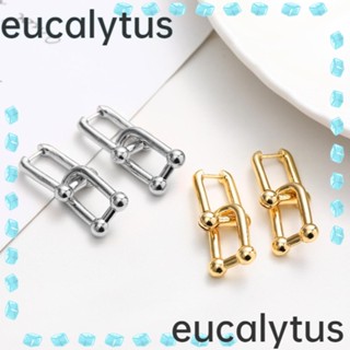 Eucalytus1 ต่างหูสตั๊ด โลหะ ทรงตัว U เรขาคณิต สีทอง และสีเงิน ถอดออกได้ สําหรับผู้หญิง