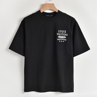 L-v-2023 ใหม่ เสื้อยืดคอกลม แขนสั้น พิมพ์ลายตัวอักษร หรูหรา สวยงาม อเนกประสงค์ แฟชั่นฤดูร้อน สําหรับผู้ชาย และผู้หญิง Msdrt