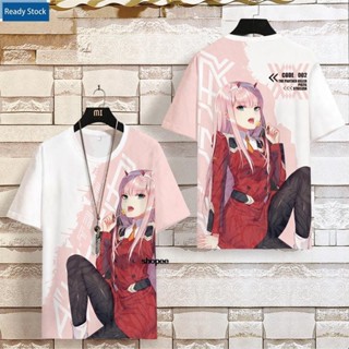 【พร้อมส่ง】เสื้อยืดแขนสั้น พิมพ์ลายอนิเมะ Darling in the Franxx พลัสไซซ์ เหมาะกับฤดูร้อน สําหรับผู้ชาย