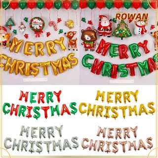 Rowans ชุดลูกโป่ง ลายตัวอักษร Merry Christmas สําหรับตกแต่งปาร์ตี้คริสต์มาส