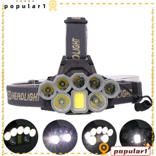 POPULAR ไฟหน้า Led 8 ดวง ชาร์จ USB สําหรับตั้งแคมป์กลางแจ้ง