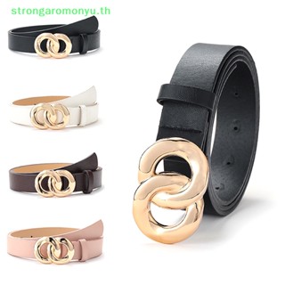 Strongaromonyu เข็มขัดหนัง pu สีดํา หรูหรา สําหรับผู้หญิง TH