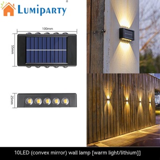 Lumiparty โคมไฟติดผนัง พลังงานแสงอาทิตย์ กันน้ํา Ip65 สําหรับตกแต่งสวน ระเบียง ถนน