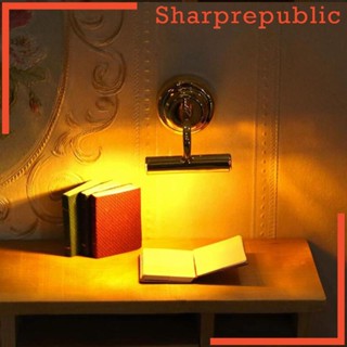 [Sharprepublic] โคมไฟติดผนัง โลหะ สีทอง 1:12 สําหรับตกแต่งบ้านตุ๊กตา