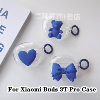 【Trend Front】เคสหูฟังแบบนิ่ม ใส ลายหมี และหัวใจ สีฟ้า สามมิติ สําหรับ Xiaomi Buds 3T Pro Buds 3T Pro