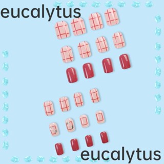 Eucalytus1 เล็บปลอม แบบกด สีแดงเชอร์รี่ สําหรับตกแต่งเล็บ