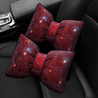 Diamond Bow Automotive Headrest Neck Pillow Fashion Creative Womens Car Car Seat Cushion Interior Decoration Supplies Red and Black Hz4g