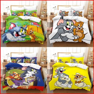 Fash Tom Jerry 3in1 ชุดเครื่องนอน ผ้าปูที่นอน ผ้าห่ม ปลอกหมอน ห้องนอน หอพัก ซักได้ ป๊อป