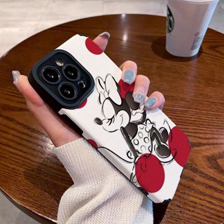 เคสโทรศัพท์มือถือหนังแกะ แบบนิ่ม กันกระแทก ลายมินนี่ สําหรับ Iphone 11Pro MAX 14 PRO MAX 11 12 13 6 7 8plus XR Xmax