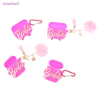 [InterfunT] เคสหูฟังบลูทูธไร้สาย ลายการ์ตูนบาร์บี้น่ารัก สีชมพู พร้อมจี้ตุ๊กตา สําหรับ Airpods Pro 1 2