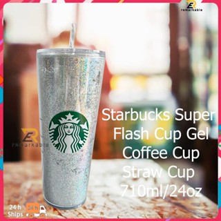 พร้อมส่ง Starbucks Super Flash Cup สตาร์บัคส์ ซุปเปอร์ แฟลช คัพ เจล แก้วกาแฟ หลอดดูด 710มล ทึ่ง_th