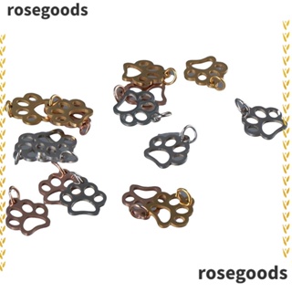 Rosegoods1 จี้สเตนเลสอัลลอย รูปสุนัขน่ารัก ขนาด 16*12 มม. สีโรสโกลด์ สําหรับทําสร้อยข้อมือ DIY