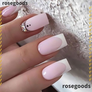 Rosegoods1 เล็บปลอม หัวสี่เหลี่ยม ถอดออกได้ ขนาดกลาง สไตล์ฝรั่งเศส สําหรับตกแต่งเล็บ