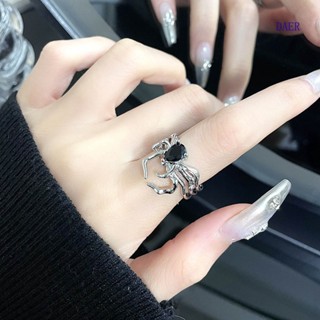 แหวน รูปแมงมุม แบบเปิด หรูหรา สีดํา
