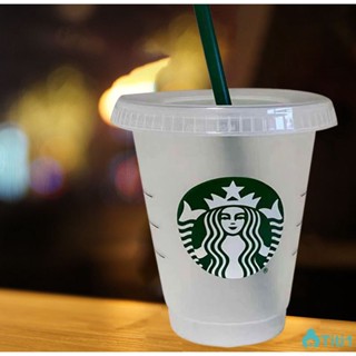 Starbucks Straw Cup 473 Ml/16oz ถ้วยใสของปาร์ตี้ The Shape Of The Coffee Cup TH1