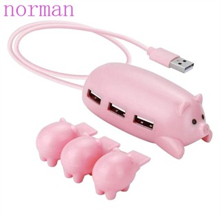 Norman อะแดปเตอร์ฮับ USB 2.0 3 พอร์ต แบบพกพา ทนทาน สีชมพู สําหรับคอมพิวเตอร์