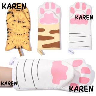 Karen ถุงมือเตาอบ ผ้าฝ้าย ลายการ์ตูนสัตว์ กันลื่น กันลวก