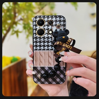 Anti-knock Black pearl pendant Phone Case For infinix Note30 VIP/X6710 soft case silicone Skin-friendly feel Bear bracelet