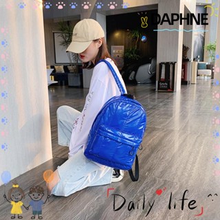 Daphne กระเป๋าเป้สะพายหลัง อเนกประสงค์ ผ้าฝ้าย หนัง ความจุขนาดใหญ่ สีพื้น เรียบง่าย สําหรับนักเรียน