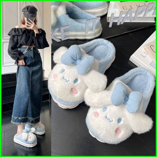 Sqt Sanrio Cinnamoroll Kuromi Melody รองเท้าแตะลําลอง กันลื่น ลายการ์ตูนน่ารัก ให้ความอบอุ่น สําหรับห้องนอน ฤดูหนาว