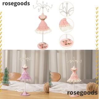 Rosegoods1 หุ่นโชว์เครื่องประดับเรซิ่น 7 ตะขอ สีชมพู สีม่วง