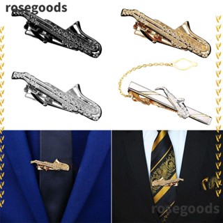 Rosegoods1 คลิปหนีบเนคไท แซกโซโฟน เครื่องประดับ สําหรับงานแต่งงาน บาร์