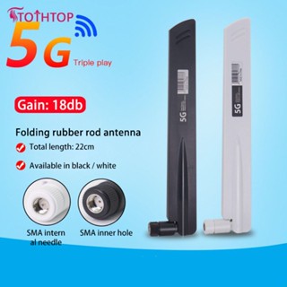 Gain Of 18dbi Full-band 3g 4g 5g เสาอากาศแบบพับได้ Omnidirectional High Gain 600-6000mhz 18dbi Gain Sma Male สำหรับการ์ดเครือข่ายไร้สาย Wifi Router ความไวสัญญาณสูง [TOP]